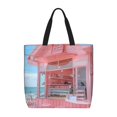 thumbnail image 1 of Easygdp Pastel Pink Beach Cafe Bolsa Tote para Mujer, Bolso de Hombro para Trabajo, Playa, Viajes, Compras y Supermercado, 1 of 7