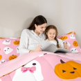 thumbnail image 5 of Homewish Playful Halloween Kawaii Ghost 7 Pieces Full Size Bedding Sets,Smiling Pumpkin Pattern Full Size Bed in a Bag,Blush Pink Orange,Pink Reversible, 5 of 8