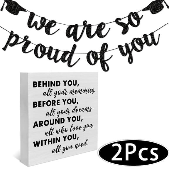 Graduation Party Supplies Decoration for Class of 2026 with Congratulation Congrad Banner Quote Box College Graduation Sign Desk Décor Gift for Graduate Design 1