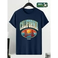 thumbnail image 3 of Whichone Men's Casual Tops "California" Graphic Short Sleeve Cotton Blend T-shirt Naby Blue L, 3 of 7
