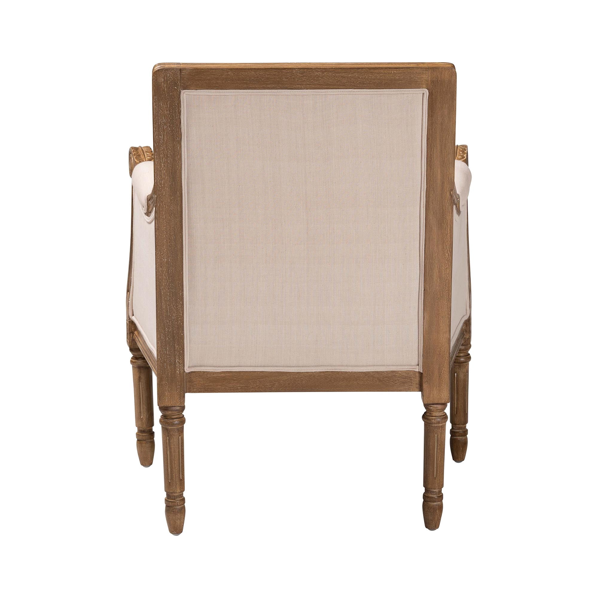 Baxton Studio Chavanon Accent Chair in Light Beige and Brown