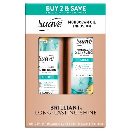 Suave Moroccan Oil Infusion Shampoo & Conditioner Value Pack, 15 FL OZ EA