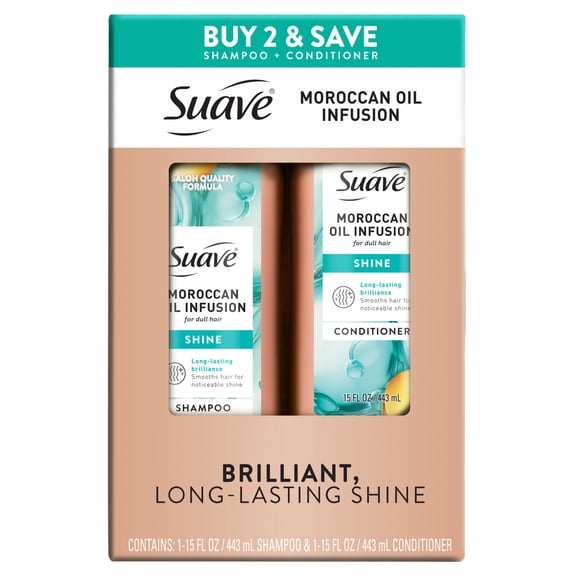 Suave Moroccan Oil Infusion Shampoo & Conditioner Value Pack, 15 FL OZ EA