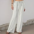 thumbnail image 2 of Duqingm Loose Pants for Women Women's Wide Leg Striped Pants Casual Drawstring Elastic Low Rise Pajama Pants Lounge Wear Trousers Grey,2XL, 2 of 7
