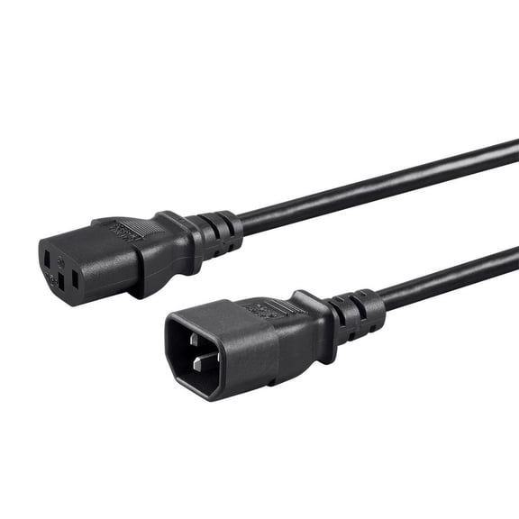 Monoprice Extension Cord - 4 Feet - Black | IEC 60320 C14 to IEC 60320 C13, 18AWG, 10A/1250W, 3-Prong, SVT