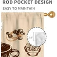 thumbnail image 4 of Coffee Kitchen Curtains, Rusitc Farmhouse Retro Vintage Latte Cafe Tea Cup Coffee Time Cottage Beige Window Drapery Treatments for Dining Room Bedroom Living Room 2 Panels, 42"x54" Inch, 4 of 5