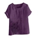 thumbnail image 4 of Vestidos Casuales Para Mujer, Blusas De Mujer De Moda Blusa informal de lino con cuello redondo, manga corta y botones para mujer, 4 of 4