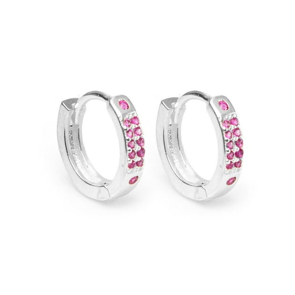 Aretes Huggies AMETRINAA Plata Zirconia AAA Plata Fina .925 rosa Unitalla PMHU0001
