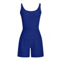 thumbnail image 4 of Wycnly Rompers for Women Exercise Workout Sports Loose Pleated Wide Leg Jumpsuits Casual Summer Square Neck Sleeveless Formal Solid Short Womens Jumpsuits on, 4 of 4