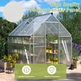 thumbnail image 6 of Jaxpety 6'x 8' Walk-in Polycarbonate Greenhouse with Aluminum Frame Lockable Doors Opening Windown, Outdoor Greenhouse,Silver, 6 of 13