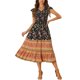 thumbnail image 2 of Vestido Boho Floral con Volantes y Mangas de Mariposa para Mujer Midi S Negro, 2 of 6