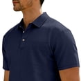 thumbnail image 6 of GrmtClth Men's Polo Shirt with Chest Pocket Short Sleeve Solid Color Business Casual Regular Fit Classic Work Tops 2026 Navy S, 6 of 7