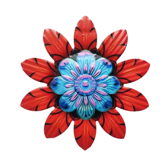 BINGLI Metal Flower Wall Art 3D Metal Daisy Wall Decor Multiple Layer Hanging Flower Rustic Farmhouse Boho Style Decorations for Indoor Outdoor Home Living Room Office Garden, 5.8 Inches