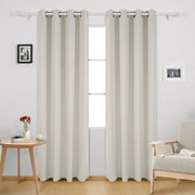 Deconovo Heavy Blackout Grommet Top Thermal Insulated Darkening Curtains for Living Room, 52x95 Inch, Light Beige