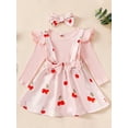 thumbnail image 3 of Musuos Baby Girl Sweet Fall Outfits 3 6 12 18Months Plain Long Sleeve Romper Floral/Strawberry Print Suspender Skirt Headband 3Pcs Clothes Set, 3 of 10
