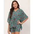 thumbnail image 2 of Moomaya Sleepwear, Printed Kaftan With Shorts Set, Rayon Nightwear 2 Pc Loungewear, 2 of 9