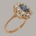 thumbnail image 3 of LBG British Made 10k Rose Gold Natural Sapphire & Cultured Pearl Womens Statement Ring - 33 size options - Size 9, 3 of 6