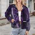 thumbnail image 3 of Jackets for Women Winter Coat Jackets Flannel Stand Collar Jacket(Beautiful Wolves Purple,Size:S-4XL), 3 of 7