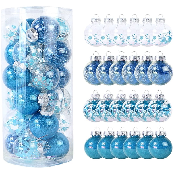 24PCS Decoración del Día de Navidad 6cm/2.36" Juego de Bolas Transparentes de Plástico de Color Juego de Bolas Pintadas Inastillables Colgante de Árbol de Navidad para el Hogar Suministros Navideños (Azul Cielo) Sailing Electrónica