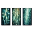 thumbnail image 2 of Designart "Fading Dreams Retro Abstract in Teal II" Abstract Painting Framed Wall Art Set Of 3 - Gold Modern Frame Canvas Set For Living Room Decor, 2 of 6
