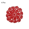 thumbnail image 3 of Fabric Coasters, 4pack 4" - Cotton Woven Crochet Doilies, Lace Embroidery Cup Mat with Floral Pattern (Red), 3 of 5