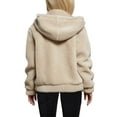 thumbnail image 2 of FANCYINN Womens Teddy Hooded Fleece Jackets & Coats Faux Fur Furry Lapel Zip Up With Pockets Warm Winter Apricot S, 2 of 7