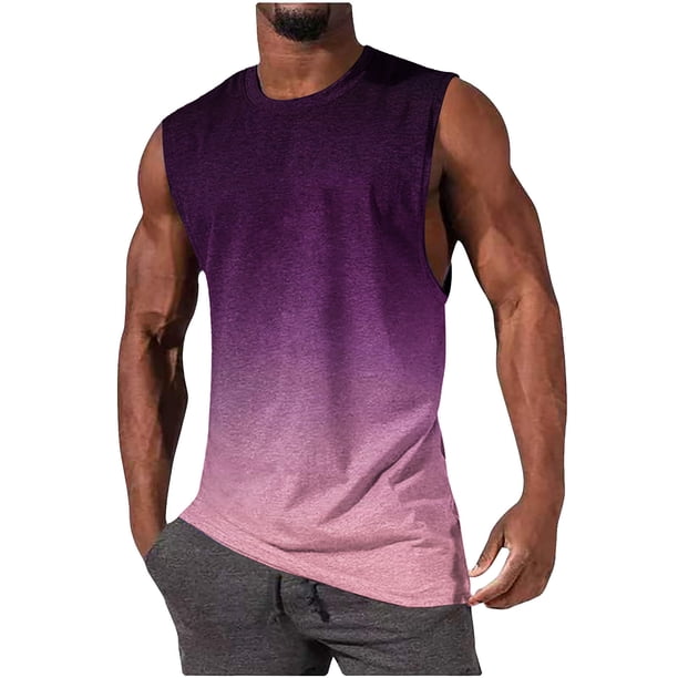Hombres Moda Casual Impresión Suéter Cuello Redondo Tanque Deportivo