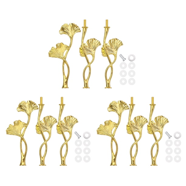 Soporte para pasteles de 3 niveles Uxcell con mango, 3 juegos de soportes para pasteles de metal, plato para cupcakes y postres, accesorio para bodas, fiestas y festivales, color dorado (flor)