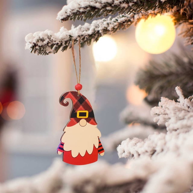 Hogar y cocina, Decoración del hogar, Adorno colgante de madera para gnomo navideño, Papá Noel, gnomo decorativo de madera hecho a mano, decoración para árbol de Navidad con cuerda para fiesta de Navi