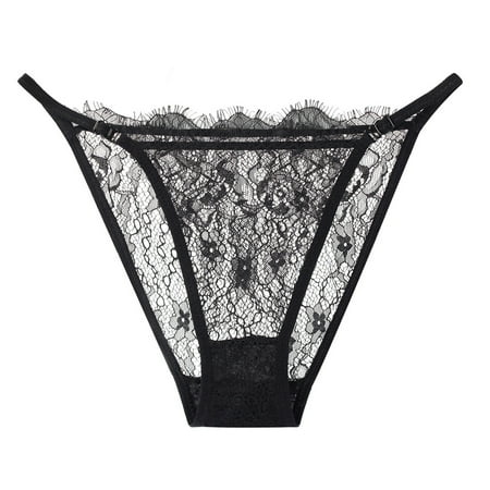 

ZHUASHUM Women Low Waist Panties Mesh Lace Floral Thong