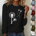 thumbnail image 5 of hxobax Cute Long Sleeve Tops for Womens Juniors Teens Fall Tshirts Dandelion Print Tunic Tee Blouses, 5 of 5