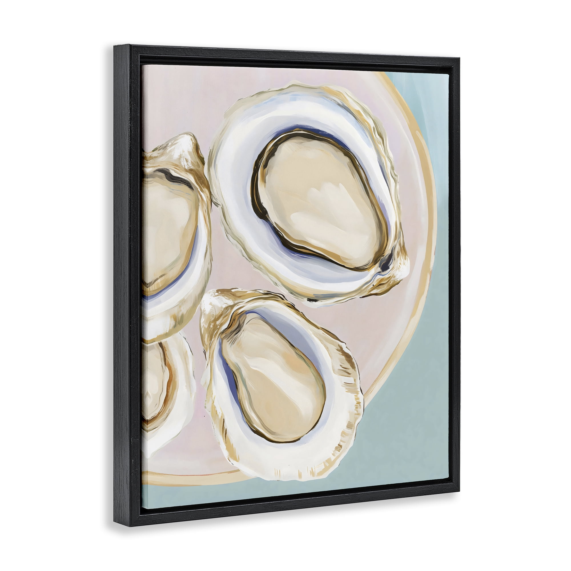 Stupell Industries Plate of Oysters Black Framed Floater Canvas Wall Art, design by The Prints Vibe