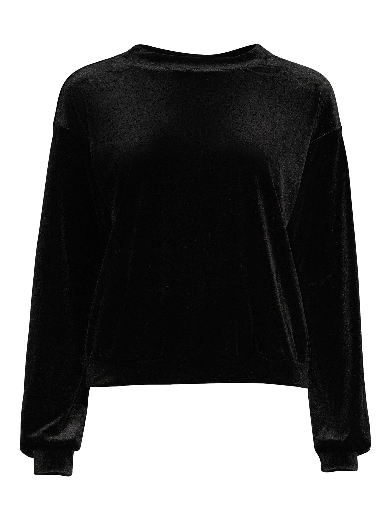 Self Esteem Women's Juniors Drop Shoulder Long Sleeve Velvet Pullover
