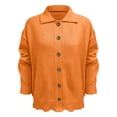 thumbnail image 7 of Women's Fashion Casual Solid-Colour Long-Sleeved Button-Front Knitted Collared Cardigan for Outerwear and Casual Everyday Use,Saffron,S, 7 of 7