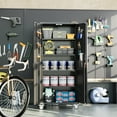 thumbnail image 2 of SUXXAN Black Metal Garage Cabinet with Pegboard and Wheels, Tall Mutifunctional Lockable Storage Cabinet with Lock, Steel Tool Cabinets 4 Shelves for Home Office, Garage Warehouse, Assembly Required, 2 of 7