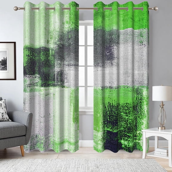 Dashan Green Abstract Blackout Curtains for Bedroom,Green and Grey Darkening Curtain for Living Room,52x63 Inch,2 Panels