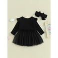 thumbnail image 4 of Bagilaanoe Baby Girl Rompers Dress Newborn Long Sleeve A-line Princess Dresses + Headband 6M 12M 18M 24M Infant Fall Patchwork Tulle Skirt, 4 of 9