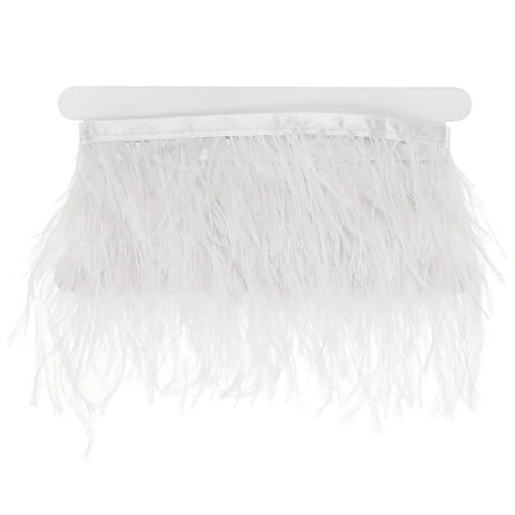 Uxcell Ostrich Feather Trim Fringe, 2 Yards 3-4" Natural Fluffy Feather Trim for Crafting [White]