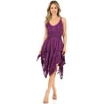 thumbnail image 5 of Sakkas Samsa Women's Sleeveless Casual Boho Flared Pixi Stonewashed Midi Dress - Purple - S-M, 5 of 5