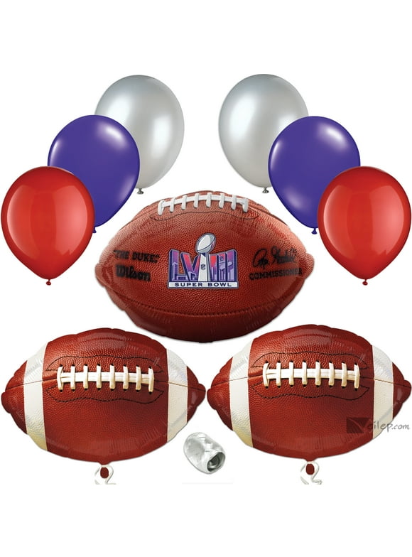 Super Bowl LVIII 58 2024 Football Balloons 10pc Party Supply Decorations Kit