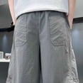 thumbnail image 4 of NAISIBABY Kids Boys Cargo Pants, Summer Lightweight Drawstring Baggy Fashion Hiking Outdoor Pants Gray Size 12, 4 of 8