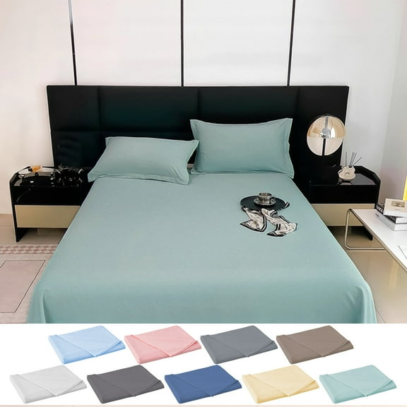 Under $5 Clearance! InsCrazy Bed Sheet, 100% Cotton Household Solid Color, Soft and breathable Bed Sheet Piece 66 x 96"