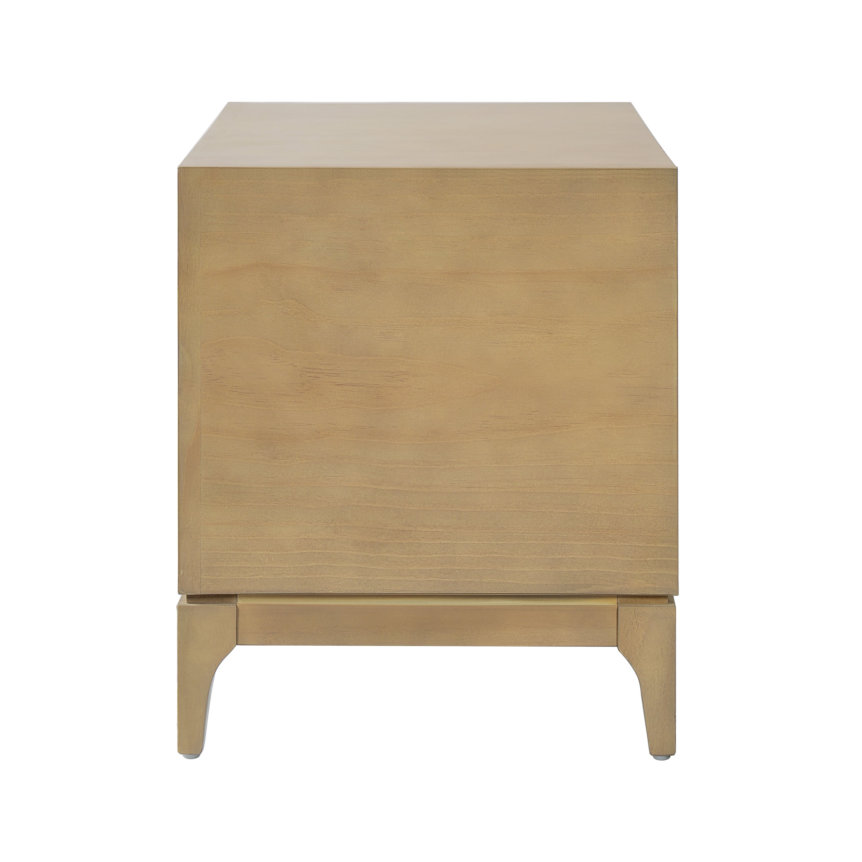 Modern 2-Drawer Nightstand with Two-Tone Geometric Design, Japandi Style Bedside Table with Angled Patchwork Detail, Natural & Cream White End Table for Bedroom, Living Room, Solid Tapered Legs