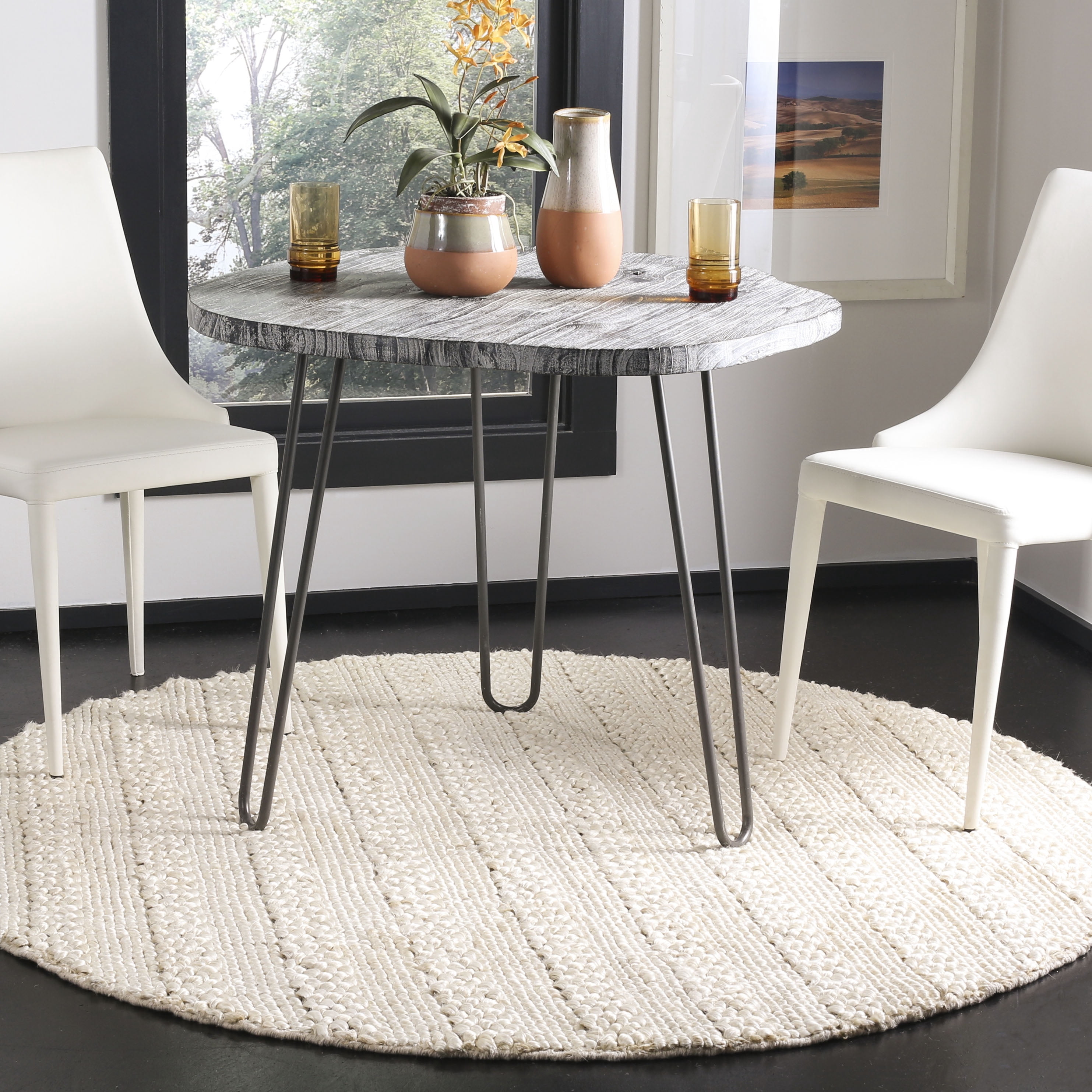 SAFAVIEH Natural Fiber Henrika Geometric Area Rug, Bleach, 5' x 5' Round