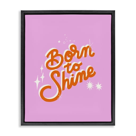 Stupell Industries Eclectic Born To Shine on Pink Black Floating Frame Canvas Art, 17 x 21, by Indira Prieto | IndySign