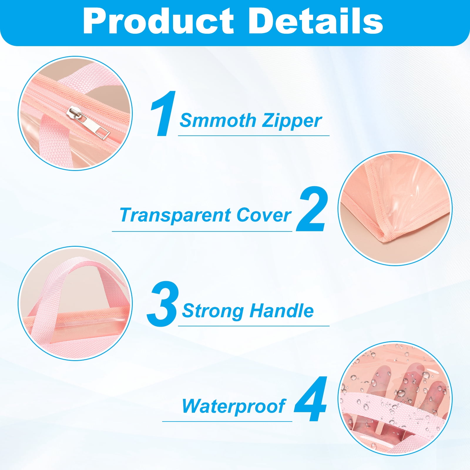 Dust Bags for Handbags, Clear Handbag Organizer Bags Hanging Purse Storage Protector Bag with Zipper Handle for Shoe Scarf Clothes Hat, Pink(2 Bags)