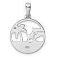 thumbnail image 3 of G & W Sterling Silver Rhodium-plated Blue Created Opal Dolphins Pendant, 3 of 4