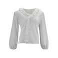 thumbnail image 1 of MAWCLOS Chemises pour Femmes Manches Longues Blouse à Volants Décontractée Bureau Col en V Blanc m, 1 of 9