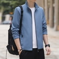 thumbnail image 3 of Chaqueta de hombre ajustada con cremallera, chaqueta fina de primavera, ropa de hombre ajustada de otoño, chaqueta de hombre de negocios de color sólido, 3 of 4