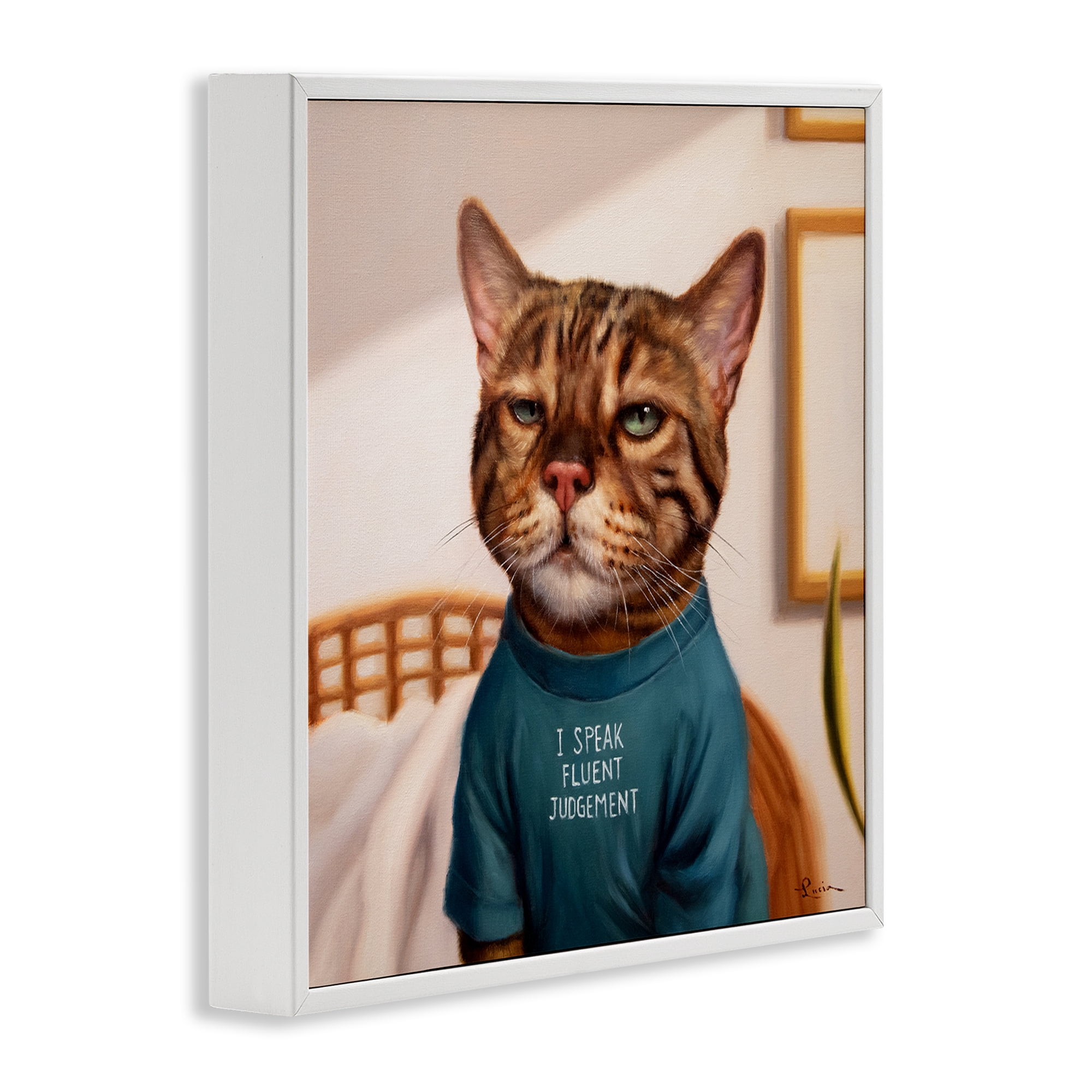 Stupell Industries Cattitude Speak Fluent Judgement White Framed Giclee Art, design by Lucia Heffernan